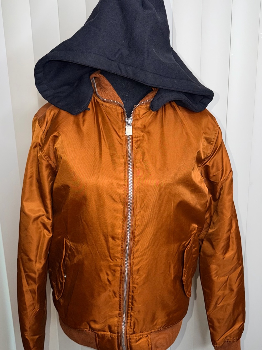 Forever 21 Men’s Removable Hood Rust Orange Casual Bomber  Jacket Size XS NWT